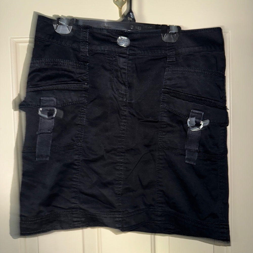 White House Black Market Black Skirt with Buckle Accents